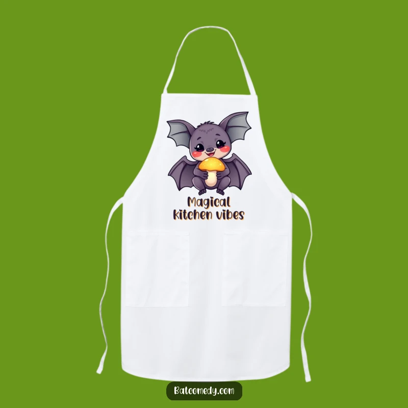 Funny Wonder Bat Apron, Glowing Mushroom Magical Kitchen