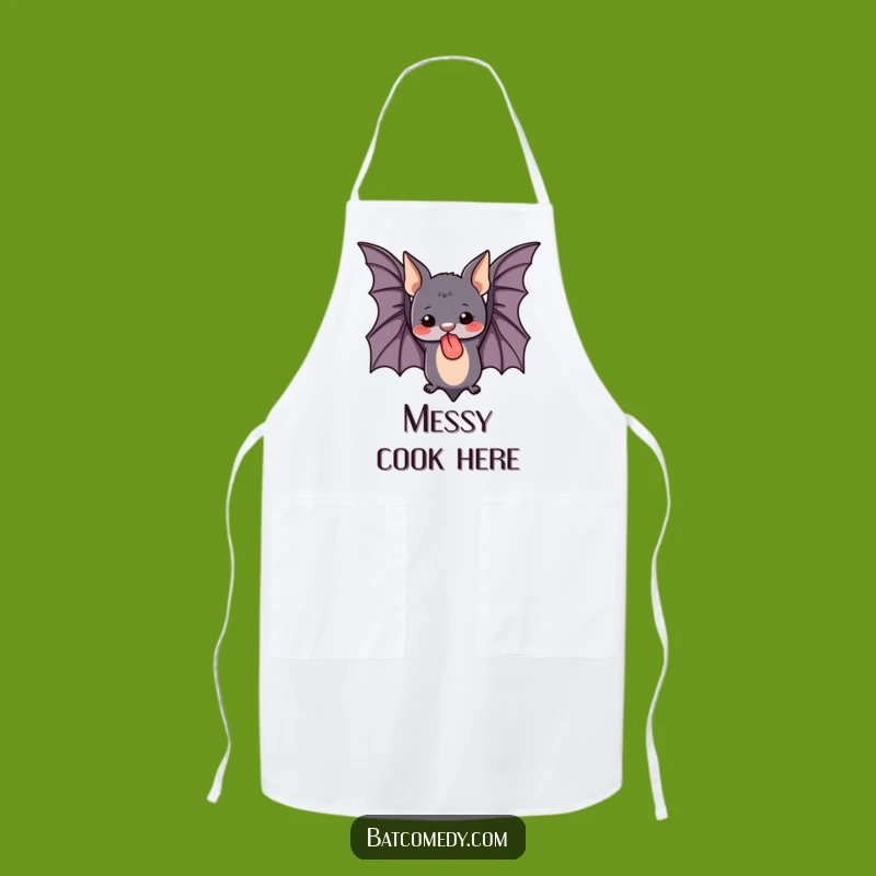 Funny Cute Bat Apron, Adorable Upside Down Tongue Out Kitchen Fun