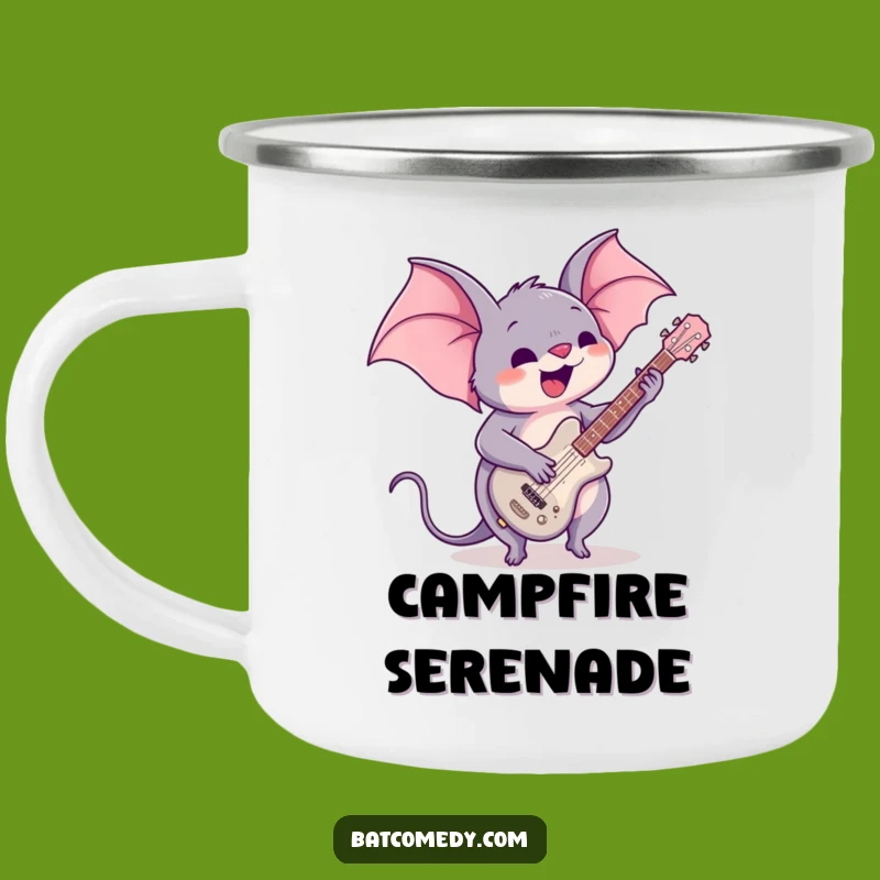 Funny Kawaii Bat Guitar Camping Mug: Outdoor Concert Gear, Perfect Funny Gift