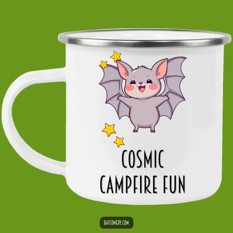Funny Juggling Bat Camping Mug, Star Twirler Cosmic Adventure