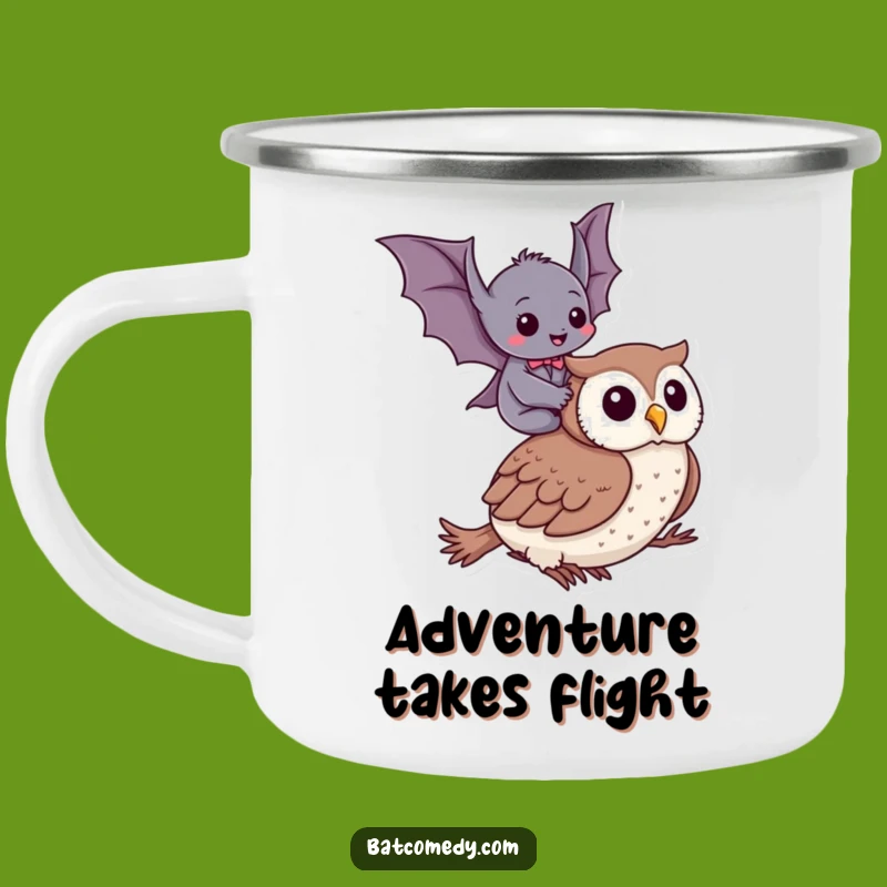 Funny Bat Owl Ride Camping Mug - Durable & Hilarious for Outdoor Adventures