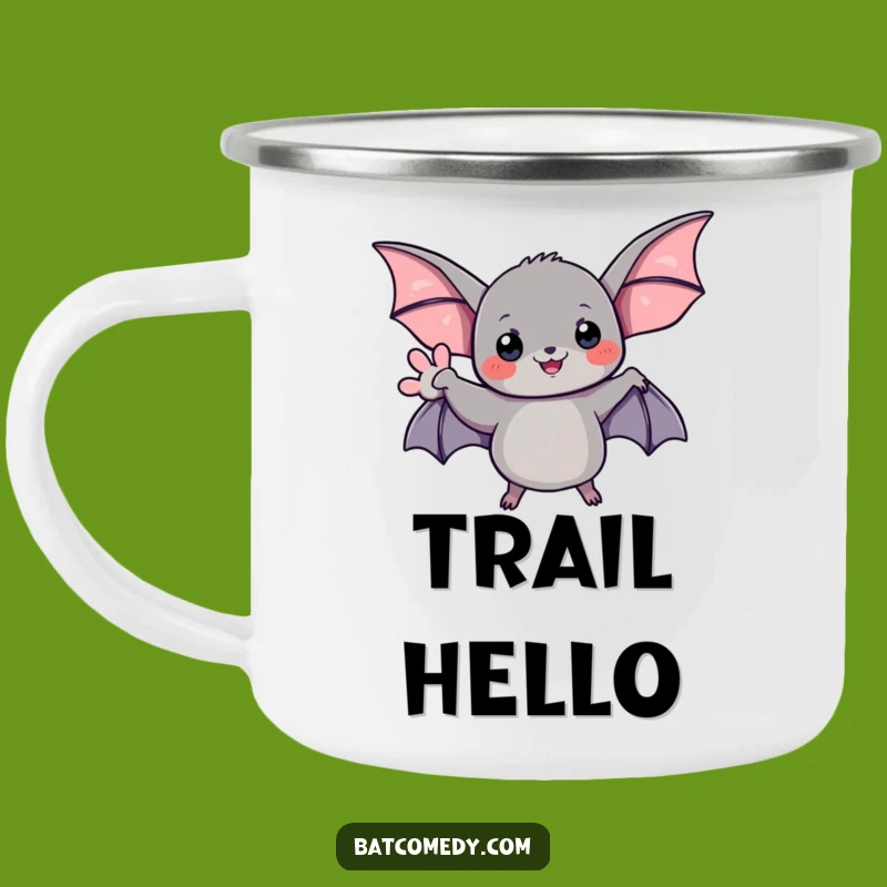 Funny Bat Wave Camping Mug: Outdoor Greetings for Adventurous Fun