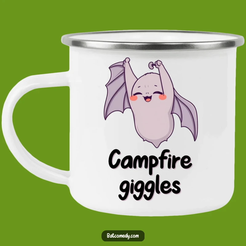 Funny Giggling Bat Camping Mug: Happy Hangouts and Campfire Cheers Funny Gift