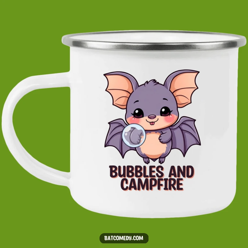 Funny Kawaii Bat Bubble Camping Mug - Joyful Outdoor Drinkware