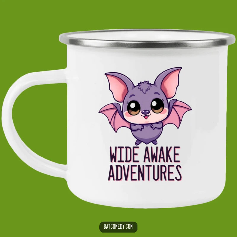 Funny Kawaii Bat Big Eyes Camping Mug - Playful Outdoor Drinkware