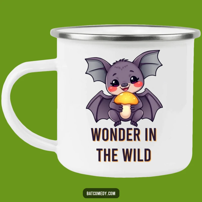 Funny Wonder Bat Camping Mug, Glowing Mushroom Adventure