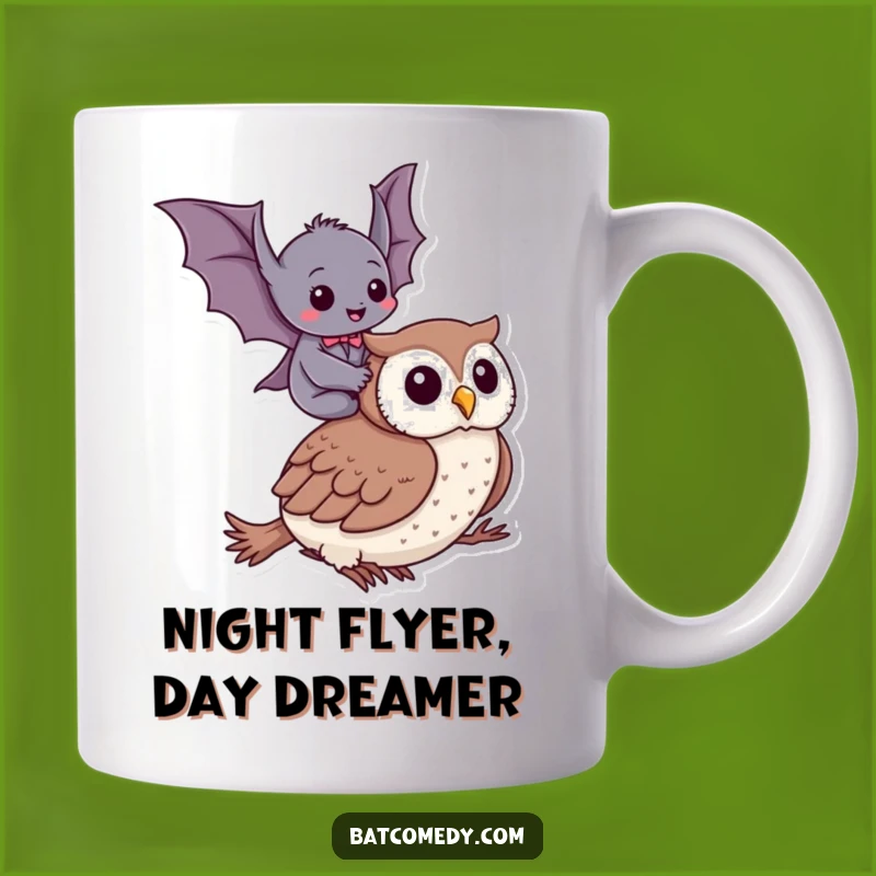 Funny Bat Owl Ride Mug - Hilarious Gift for Bat Lovers and Owl Fans Alike