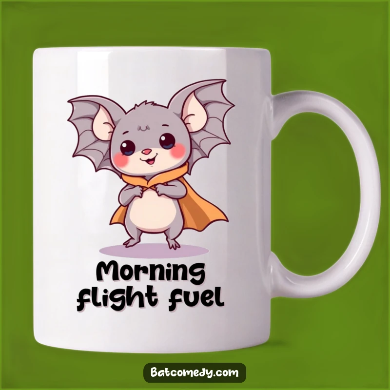 Funny Kawaii Bat Cape Mug: Super Hero Humor for Your Morning Brew