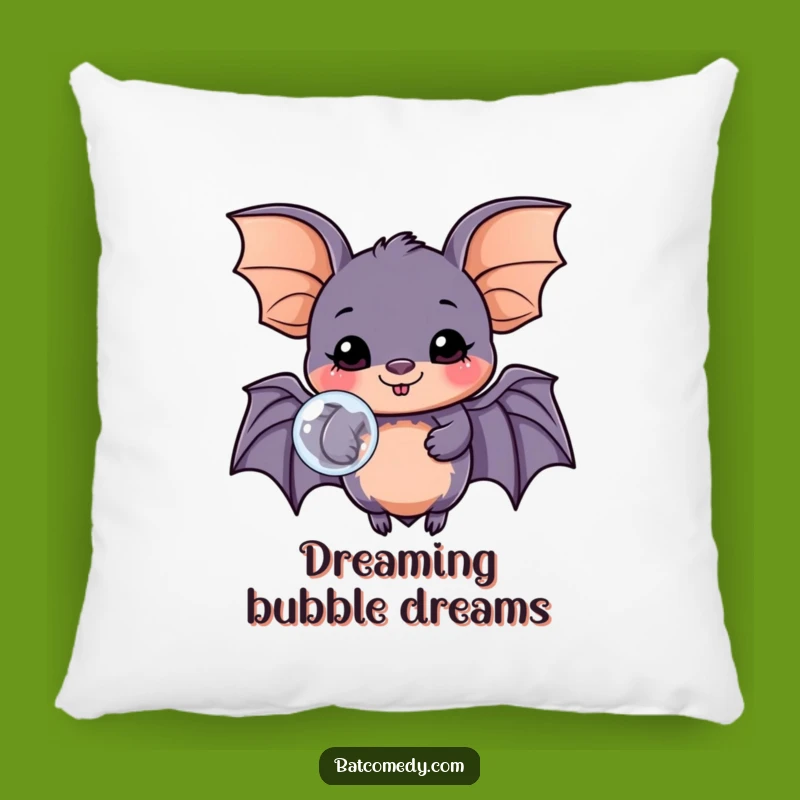 Comfy Funny Kawaii Bat Bubble Pillow - Soft Joyful Accent