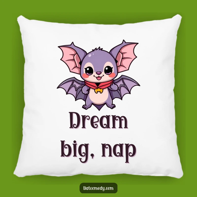 Funny Kawaii Bat Adventure Pillow: Cozy Hero Accent, Perfect Funny Gift