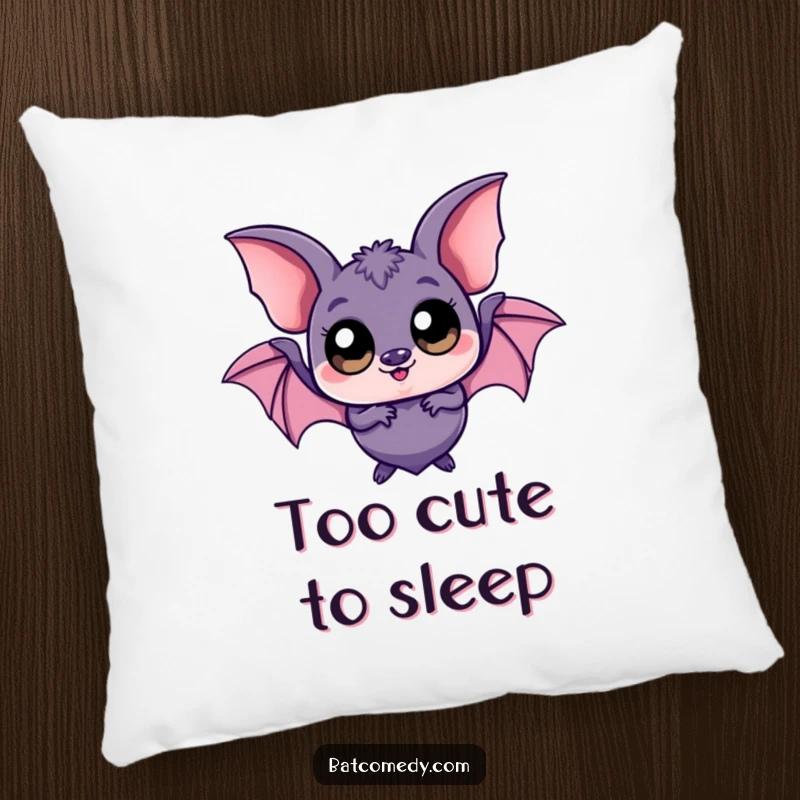 Funny kawaii bat pillow featuring a bat with oversized, playful eyes, ideal for adding comfort and charm to a sofa or bed.