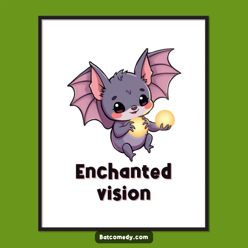 Funny Glowing Orb Bat Digital Art: Instant Magical Ambiance Funny Gift