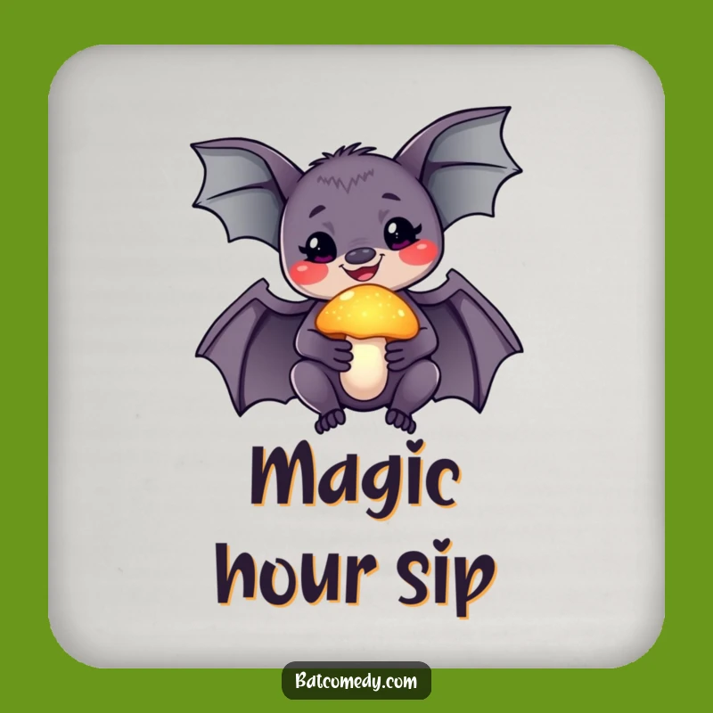 Funny Wonder Bat Coaster, Glowing Mushroom Magic Protection