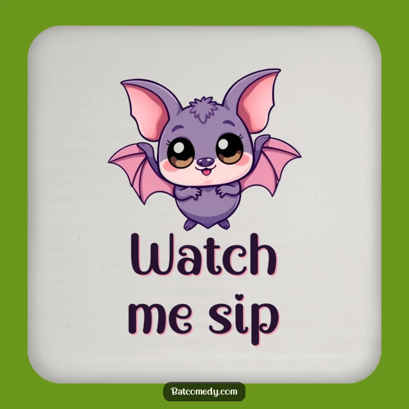 Funny Kawaii Bat Big Eyes Coaster - Playful Surface Protection