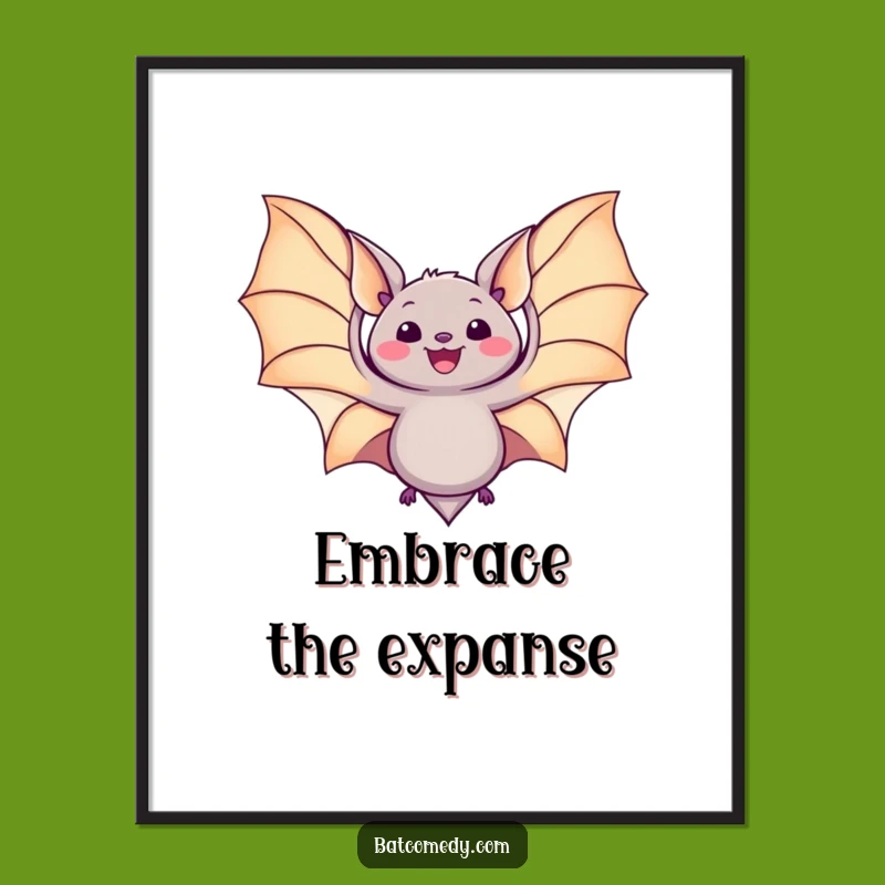 Funny Kawaii Bat Wings Poster - Delightful Art for Joyful Spaces