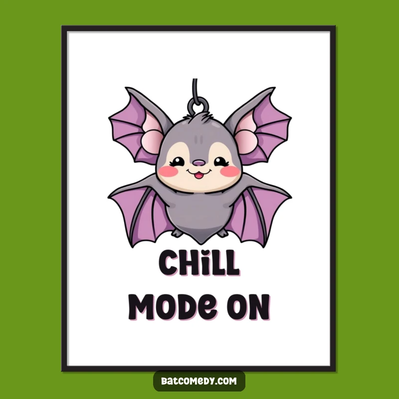Funny Kawaii Bat Poster: Hang This Hilarious Art Upside Down for a Laugh