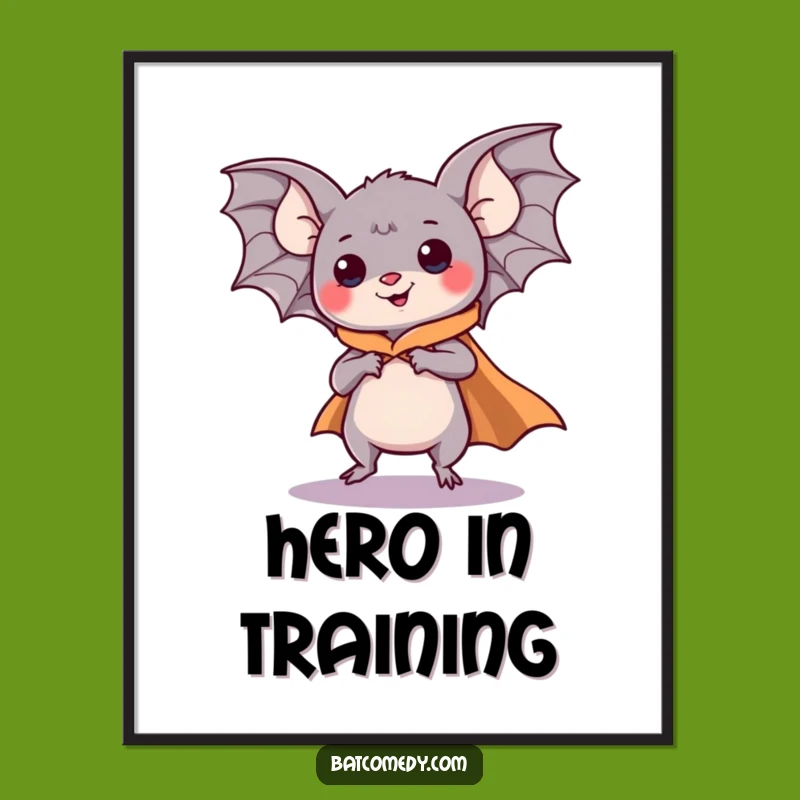 Funny Kawaii Bat Poster: Super Wall Art for Aspiring Heroes