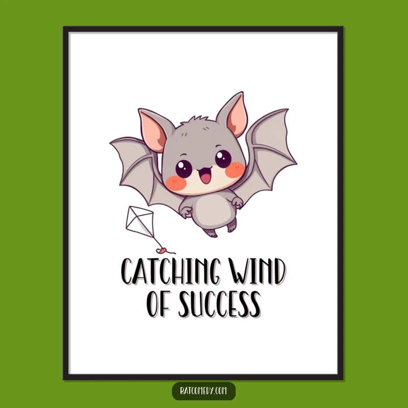 Funny Free Printable Wall Art: Kite-Flying Bat - Whimsical Downloadable Decor