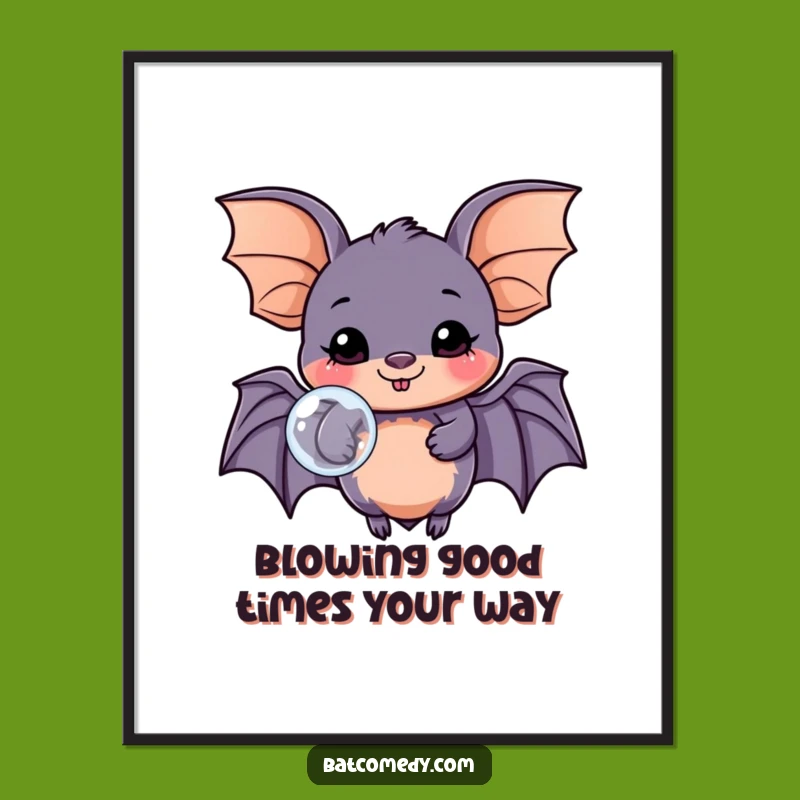 Free Printable Wall Art: Kawaii Bat Bubble Fun - Whimsical Downloadable Decor