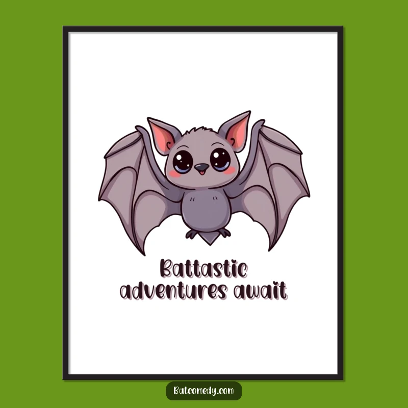 Funny Free Printable Wall Art: Curious Bat Swooping, Whimsical Downloadable Home Decor