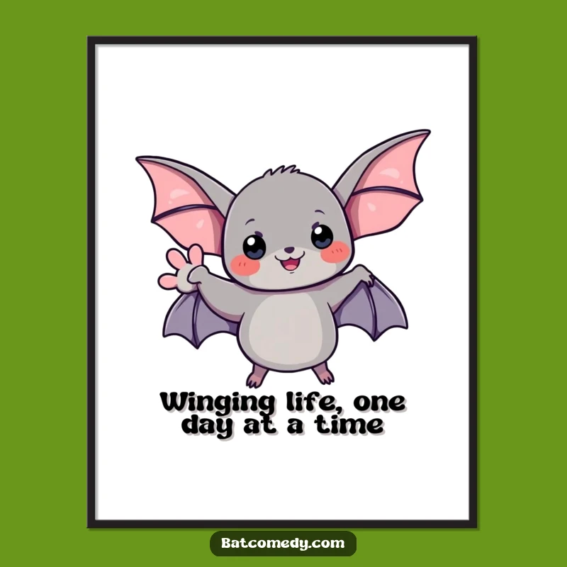 Funny Free Printable Wall Art: Friendly Waving Bat - Cute Downloadable Decor