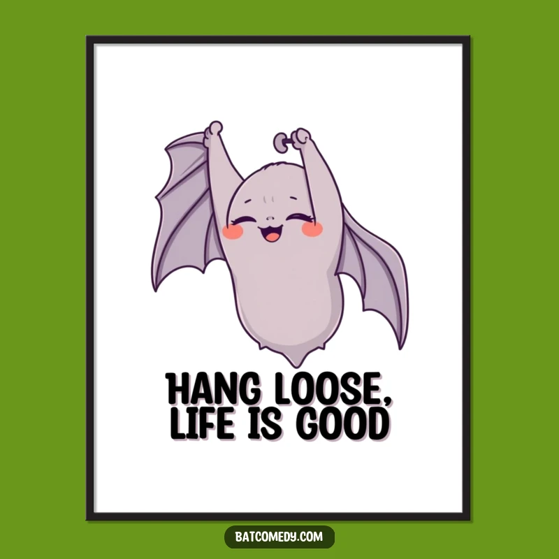 Funny Free Printable Wall Art: Giggling Upside Down Bat, Whimsical Downloadable Decor