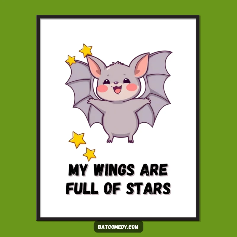 Funny Free Printable Wall Art: Star Juggling Bat Cosmic Decor