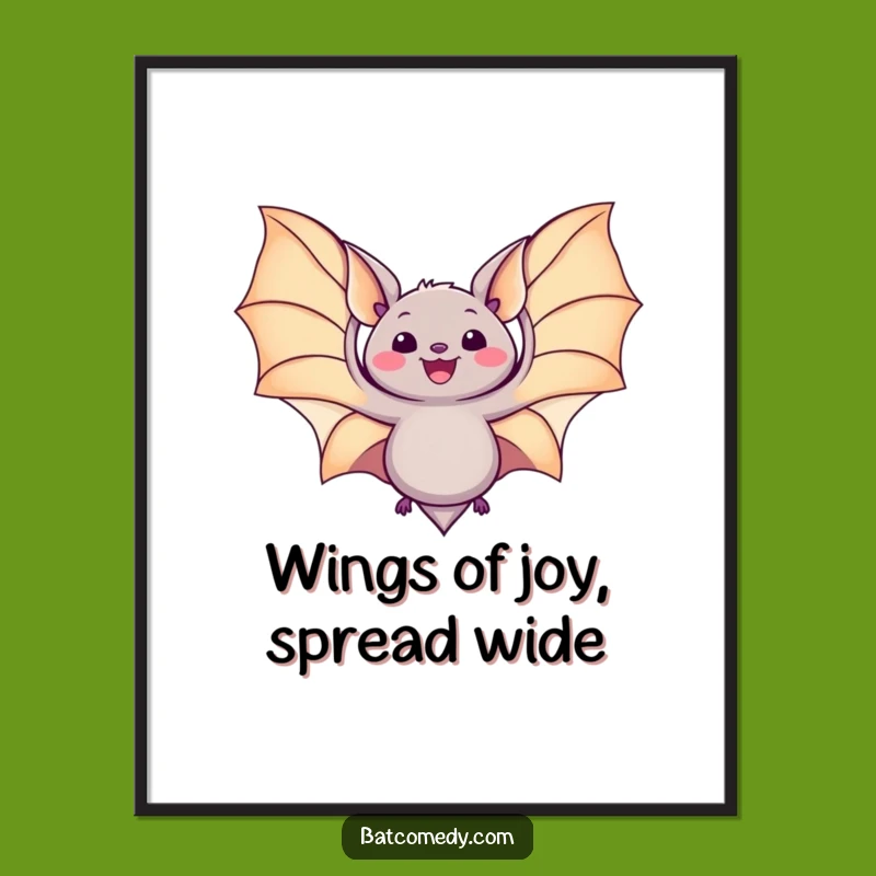 Free Printable Wall Art: Kawaii Bat's Wide Wings - Joyful Downloadable Decor