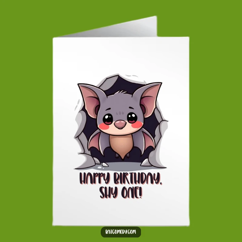 Free Printable Bat Birthday Card: Shy Smile Downloadable Gift for Sweet Wishes!