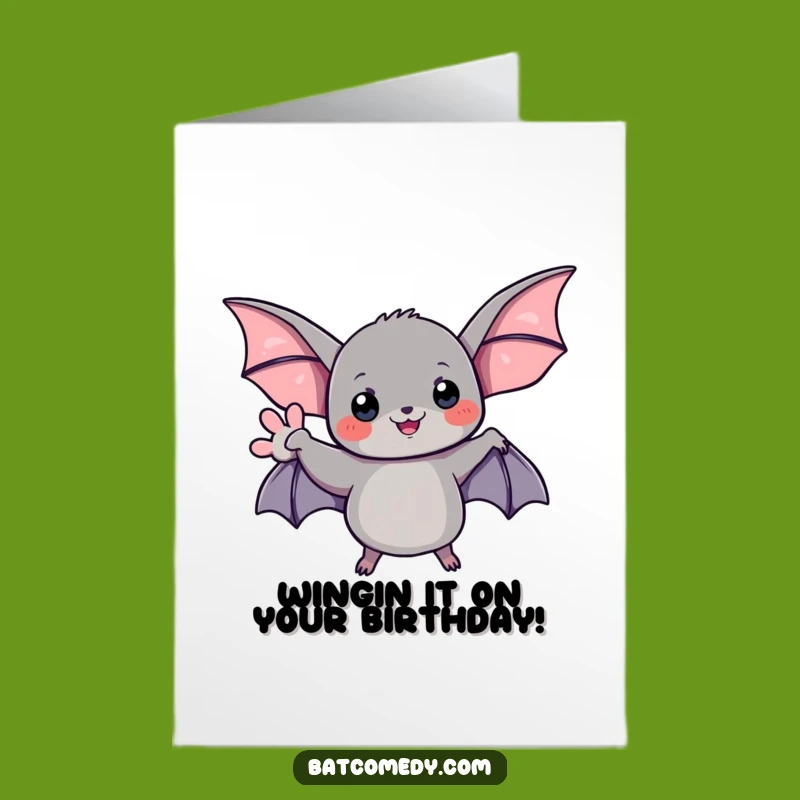 Free Printable Birthday Card: Friendly Waving Bat - Cute & Funny Downloadable Gift