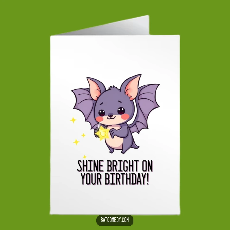 Free Printable Birthday Card: Kawaii Bat & Firefly Wonder - Magical Downloadable Gift