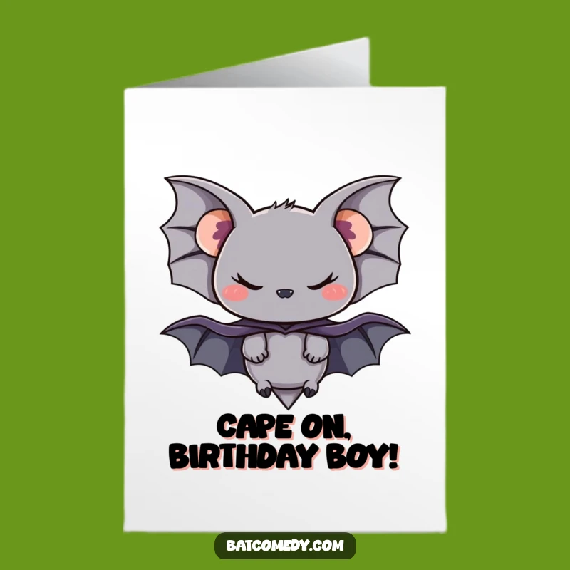 Free Printable Birthday Card: Mischievous Bat Cape Villain - Funny Downloadable Gift