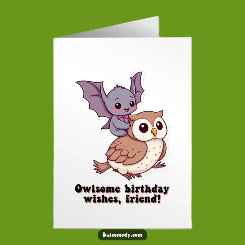 Free Printable Bat Owl Birthday Card: Funny Downloadable Gift for Laughs!