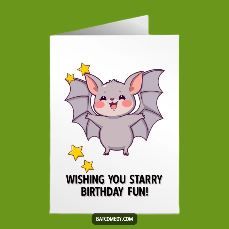 Free Printable Birthday Card: Star Juggling Bat Celebration