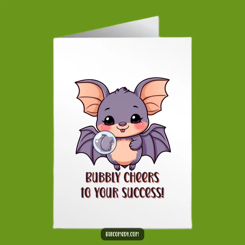 Free Printable Congrats Card: Kawaii Bat Bubble Bliss - Joyful Downloadable Gift