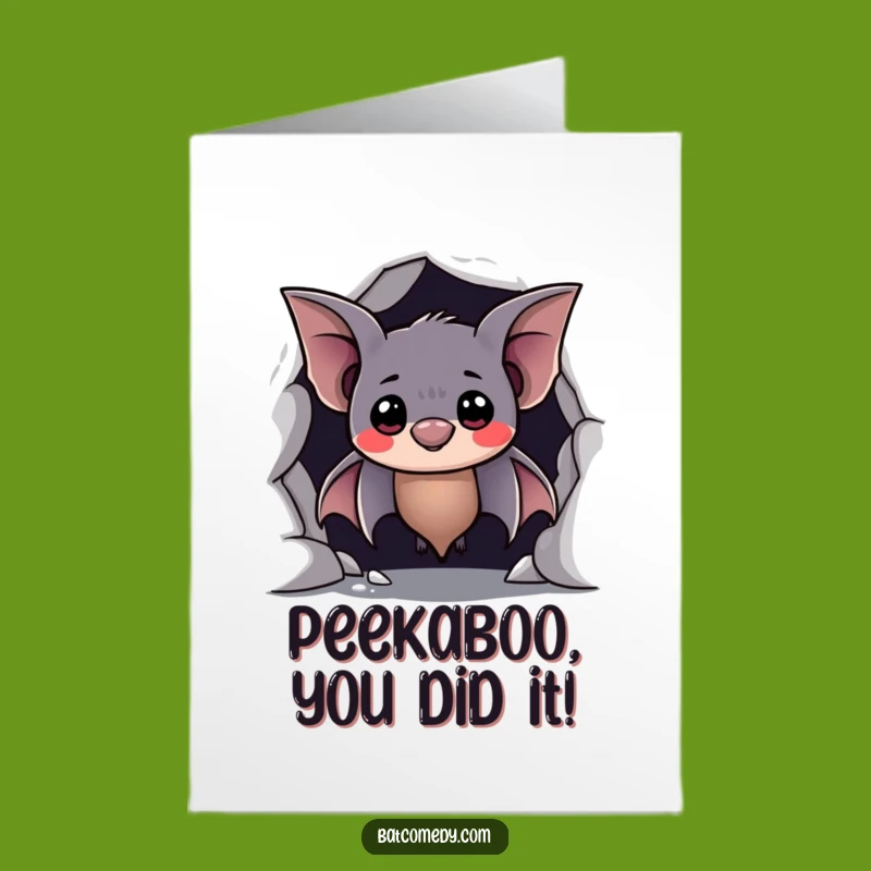 Free Printable Bat Congrats Card: Shy Smile Downloadable Gift for Sweet Success!