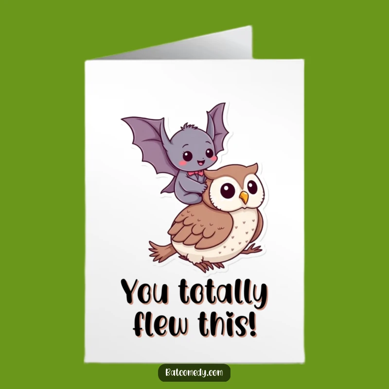 Free Printable Bat Owl Congrats Card: Funny Downloadable Gift for Big Wins!