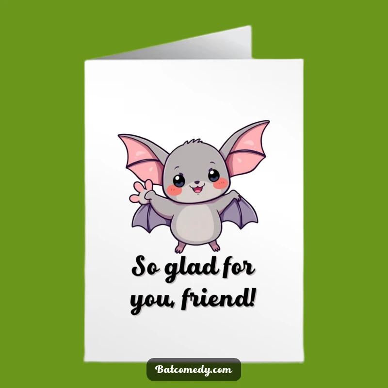 Free Printable Congrats Card: Friendly Waving Bat - Funny Downloadable Gift