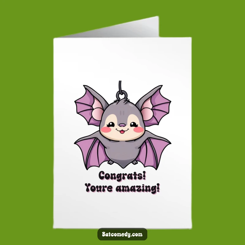Free Printable Congrats Card: Smirking Upside Down Bat Cheers You On