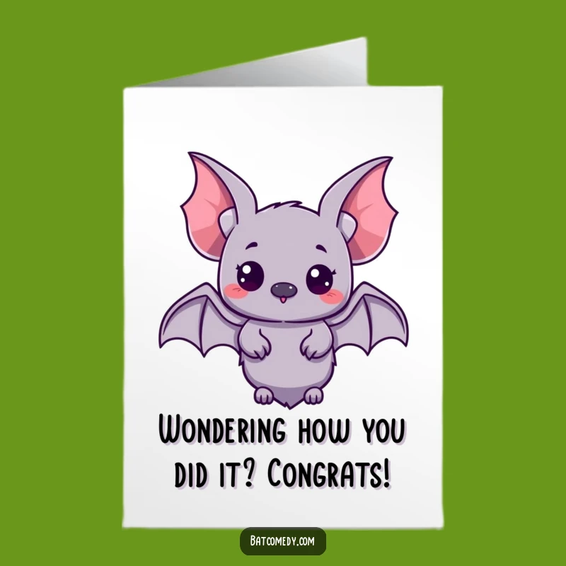 Free Printable Congrats Card: Curious Bat Explores Success!