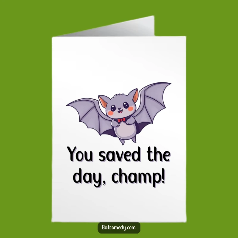 Free Printable Congrats Card: Flying Cape Bat Victory Design
