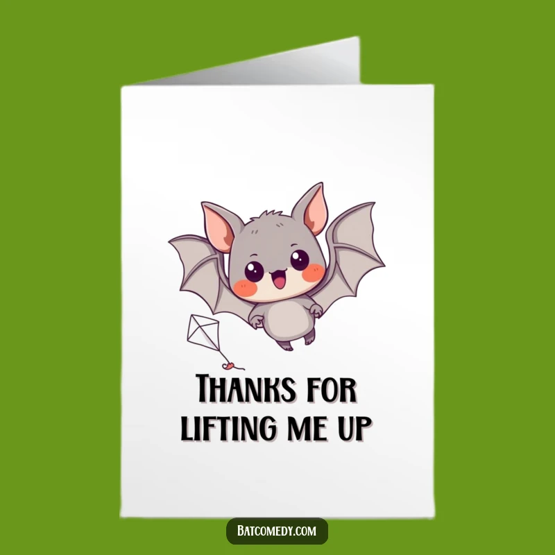Free Printable Thank You Card: Flying Kite Bat - Funny Downloadable Gift