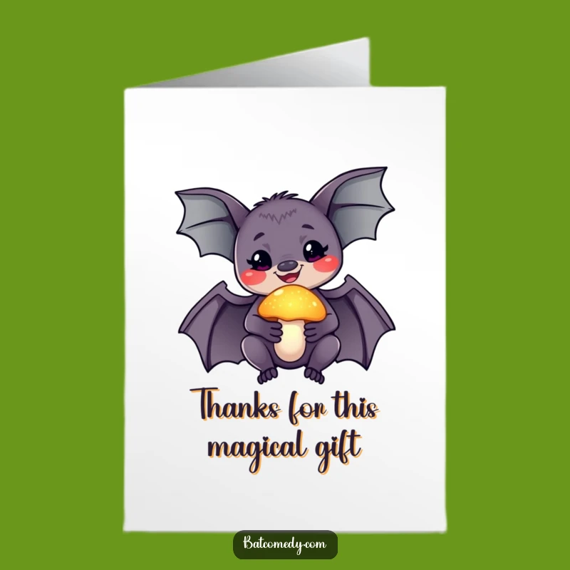 Free Printable Thank You Card: Glowing Mushroom Bat Gratitude