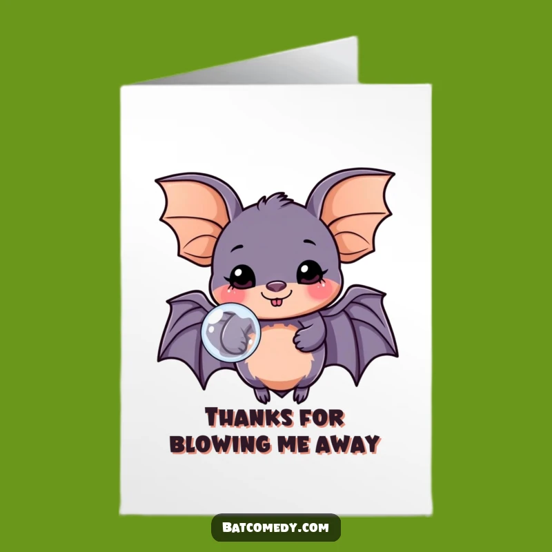 Free Printable Thank You Card: Kawaii Bat's Bubble Surprise - Sweet Downloadable Gift