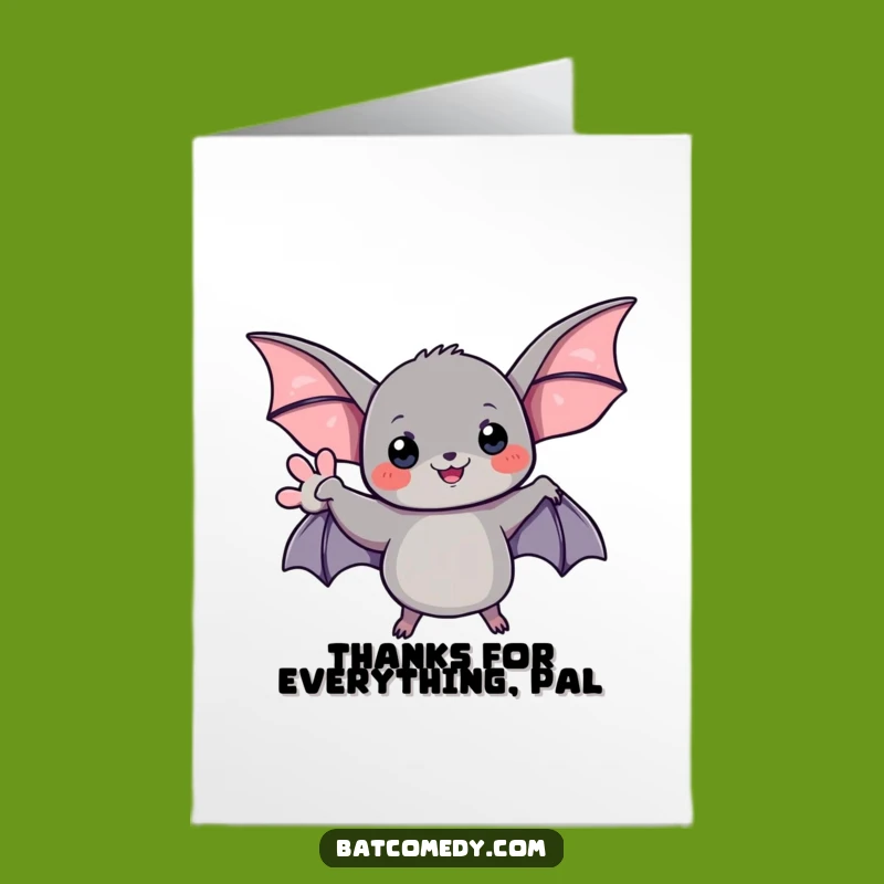 Free Printable Thank You Card: Friendly Waving Bat - Funny Downloadable Gift