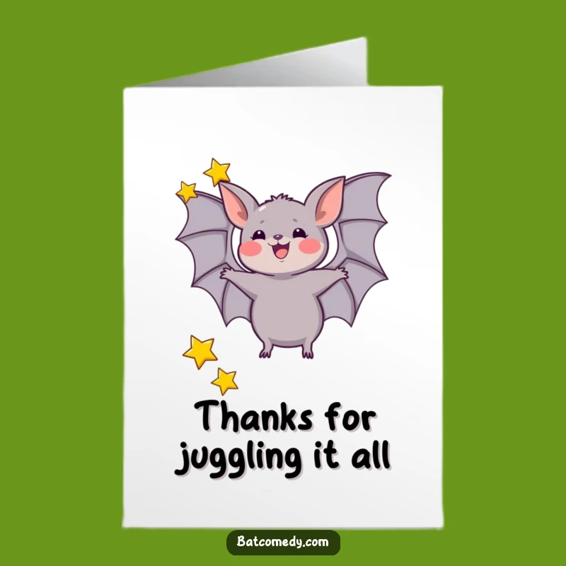 Free Printable Thank You Card: Star Juggling Bat Thanks