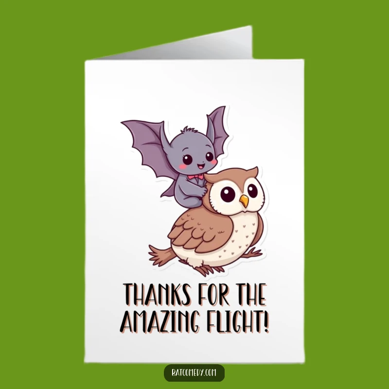 Free Printable Bat Owl Thank You Card: Funny Downloadable Gift of Gratitude!