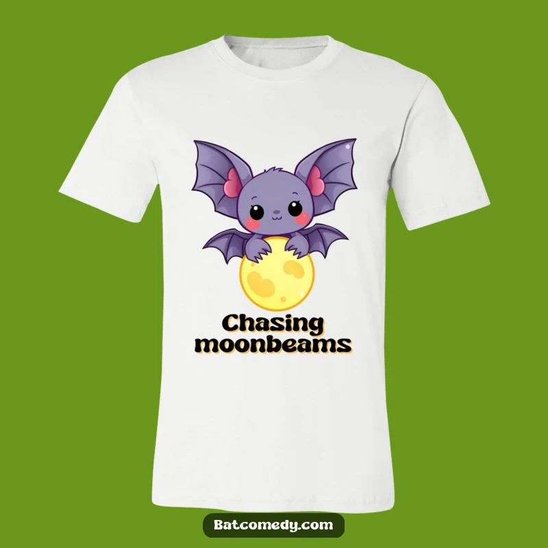 Funny Kawaii Bat Moon T-Shirt: Celestial Humor for Your Wardrobe