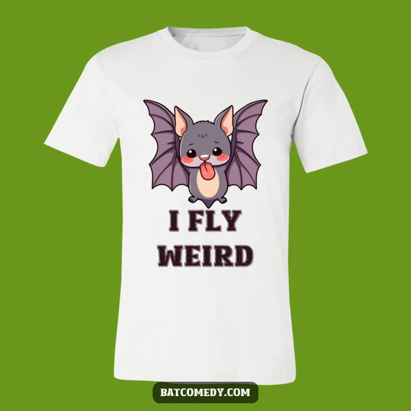 Funny Cute Bat T-Shirt, Adorable Upside Down Tongue Out Tee