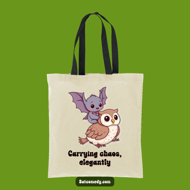 Funny Bat Owl Ride Tote Bag - Chic & Hilarious Shopping Bag for Daily Errands